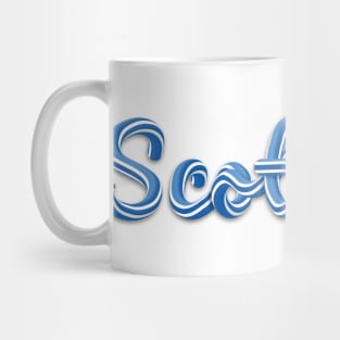 Scotland Blue White 3D Letters Mug
